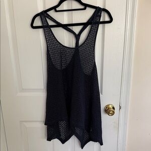 Navy Sleeveless Lace Top